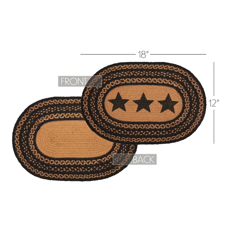 Farmhouse Jute Placemat Stencil Stars Set of 6 12x18 - Placemat 12x18