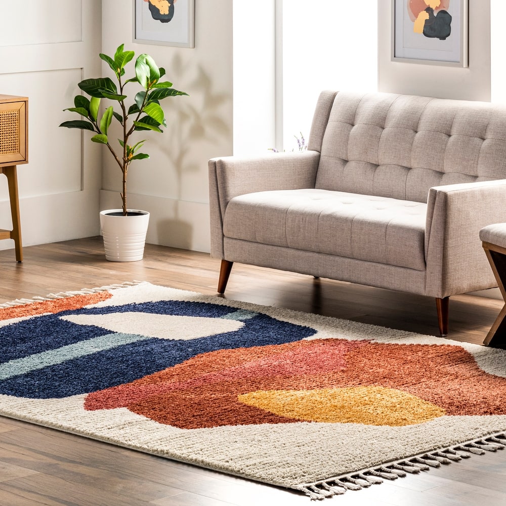 Nuloom Ashton Shaggy Contemporary Abstract Tassel Area Rug