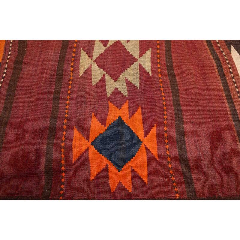 ECARPETGALLERY Flat-Weave Kashkoli FW Dark Red Wool Kilim - 5'9 x 15'5
