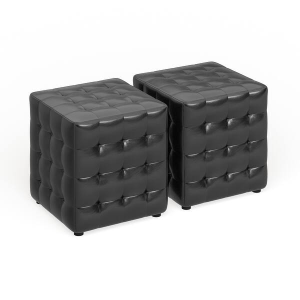 slide 6 of 9, Porch & Den Las Olas Black Cube Ottoman (Set of 2) -