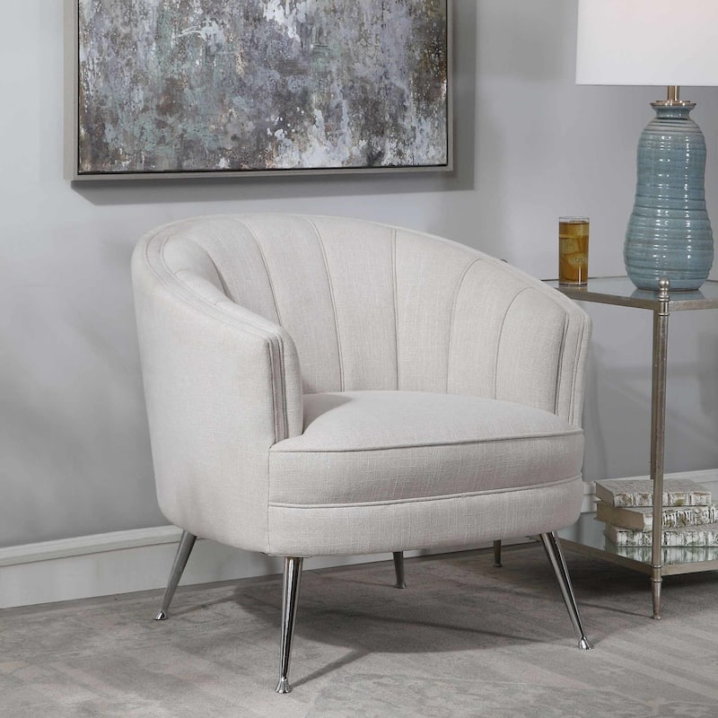 Uttermost Janie 33" Wide Upholstered Arm Chair with Iron Legs