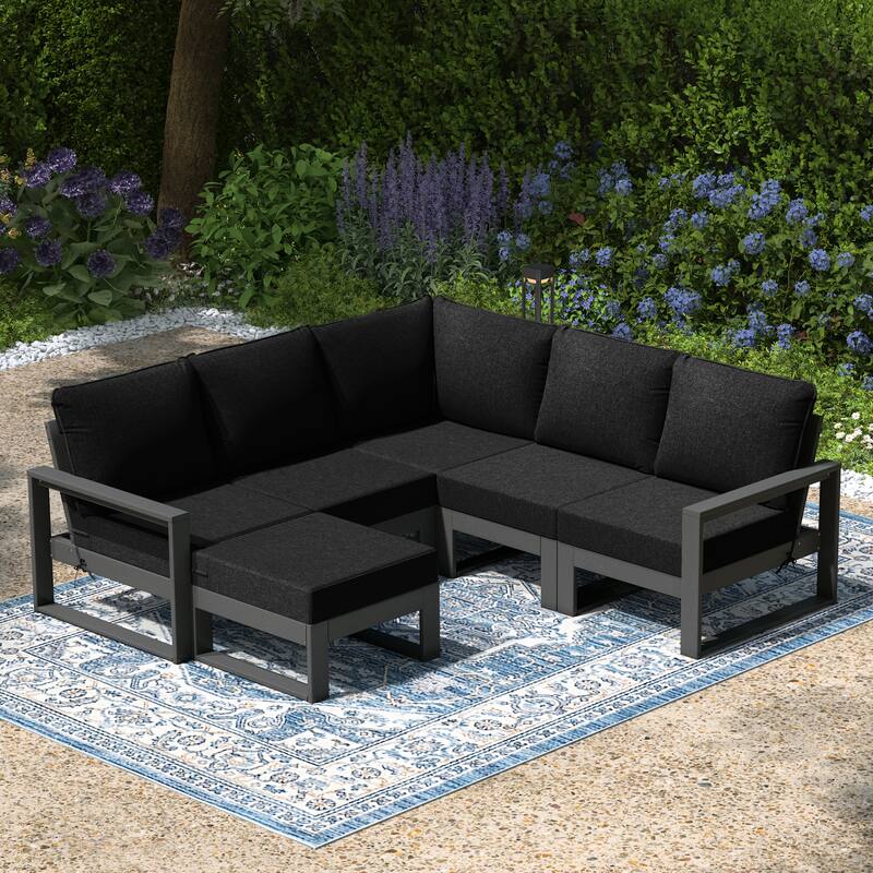 Endless Patio 6-Piece Deep Seating Set with Ottoman with Gray Frame