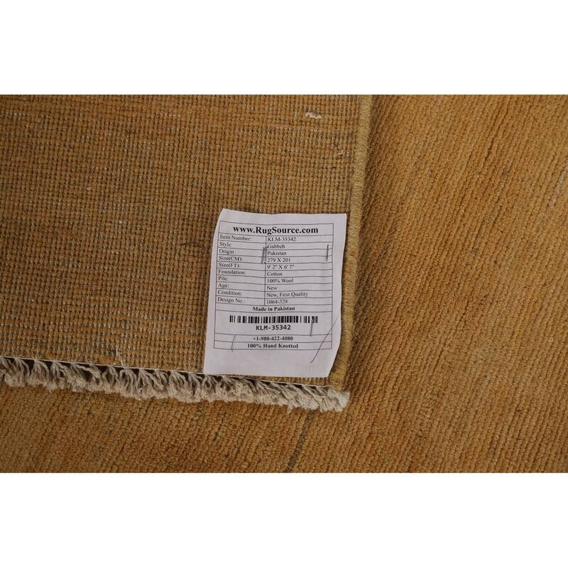 Yellow Gabbeh Modern Area Rug Handmade Wool Carpet - 6'7"x 9'2"