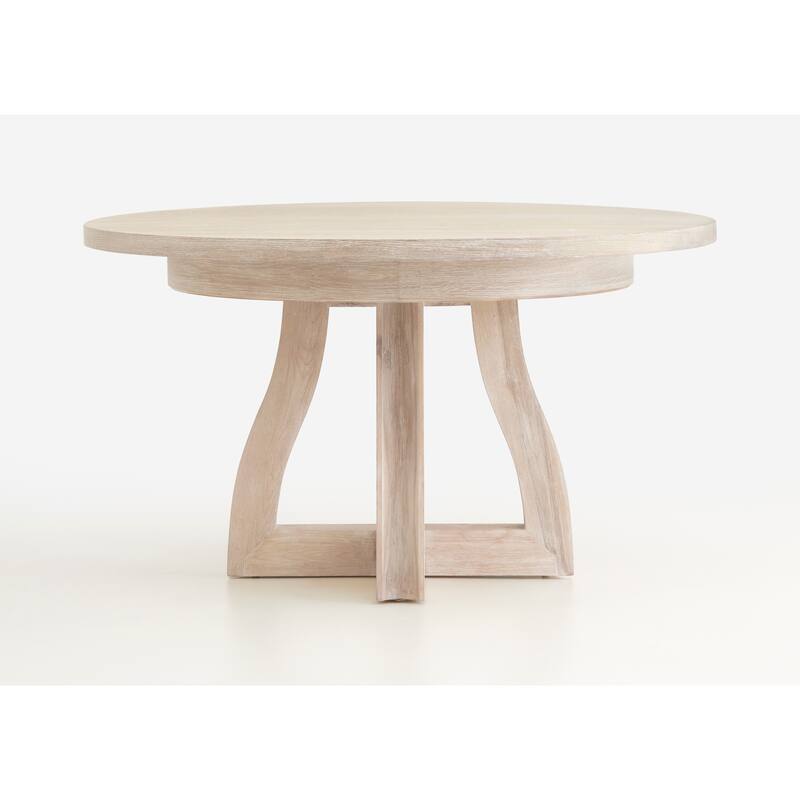 Magnussen Home Herringbone Ridge White 54" Extendable Round Dining Table - 54''W x 54''D x 30''H