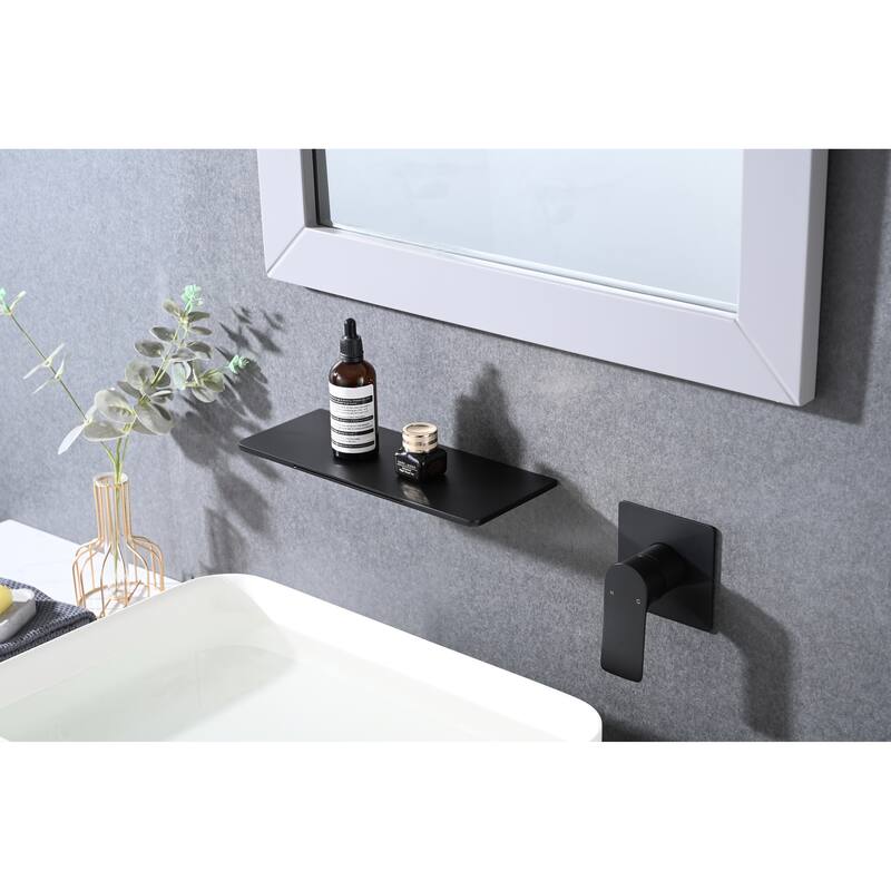 Modern Single Handle Wall Mounted Bathroom Sink Faucet with Ceramic Valve Core, Rust, Corrosion and Leak Proof - Black
