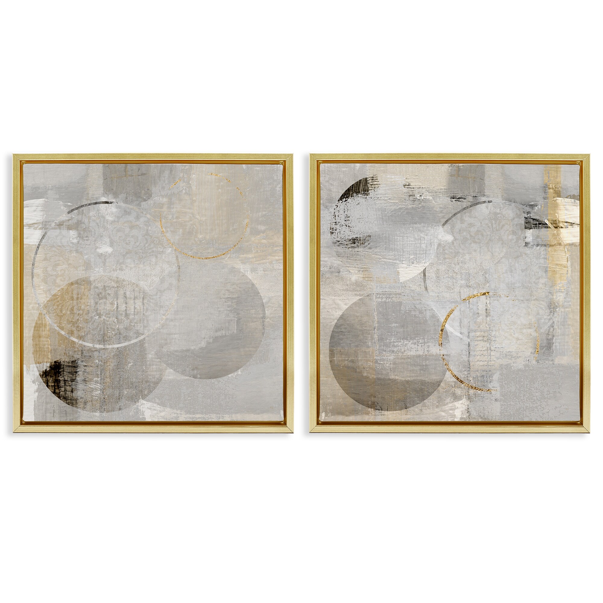 Stupell Brushed Muted Circle Shapes Framed Floater Canvas Wall Art Design By Susan Jill (Set of 2)