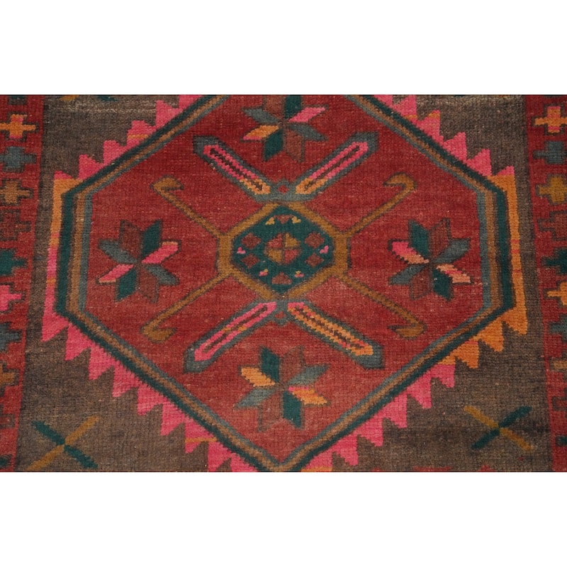 Hand Knotted Oriental 100% Wool Carpet Traditional Tribal Red Ardebil Runner Rug - 12' 7'' X 3' 6''
