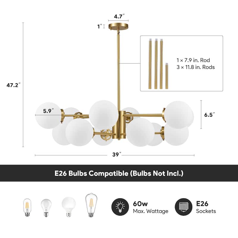 CO-Z Modern Linear Sputnik Pendant Chandelier (6/8/12 - Light)