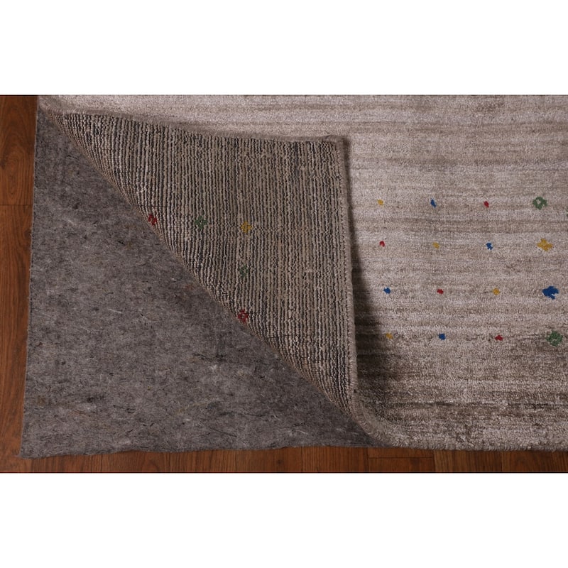 Gabbeh Oriental Area Rug Handmade Brown Silk Carpet - 7'11" x 9'9"