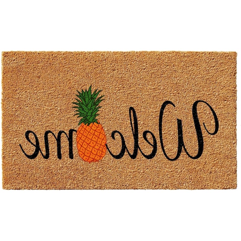 HomeRoots 17" X 29" Natural And Black Pineapple Welcome Outdoor Coir Door Mat - 17' X '29