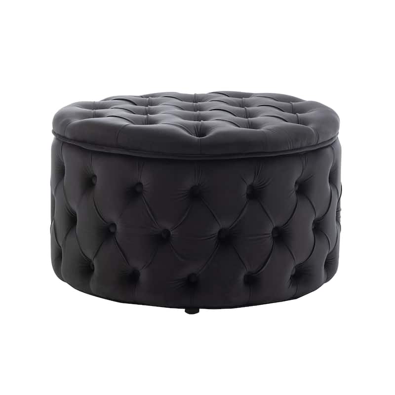 Porthos Home Fiene Velvet Upholstered Round Storage Ottoman