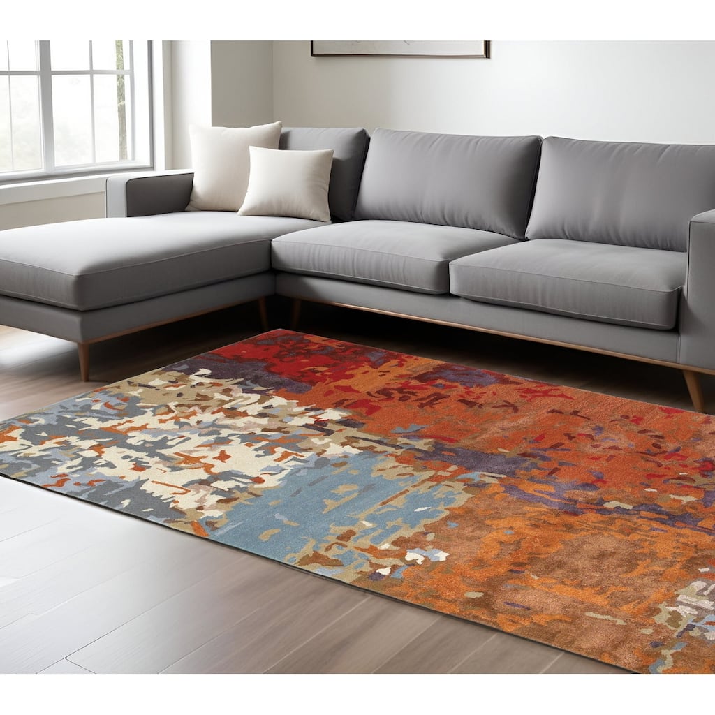 HomeRoots Abstract Industrial Rectangle Area Rug