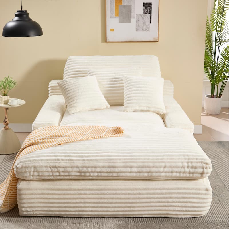 Modern Upholstered Chaise Lounge Sofa for Living Room Office, 75" Oversized Leisure Sofa 2 Seat Sleeper Couch with Pillows