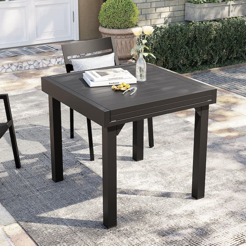 Pellebant Outdoor 3/5/7-piece Aluminum Dining Set Extendable Dining Table with Chairs
