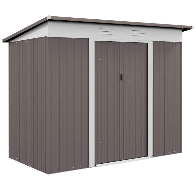 Outsunny 6' x 3.6' Steel Frame Backyard Garden Tool Storage Shed with 2 Air Vents and Dual Locking Doors