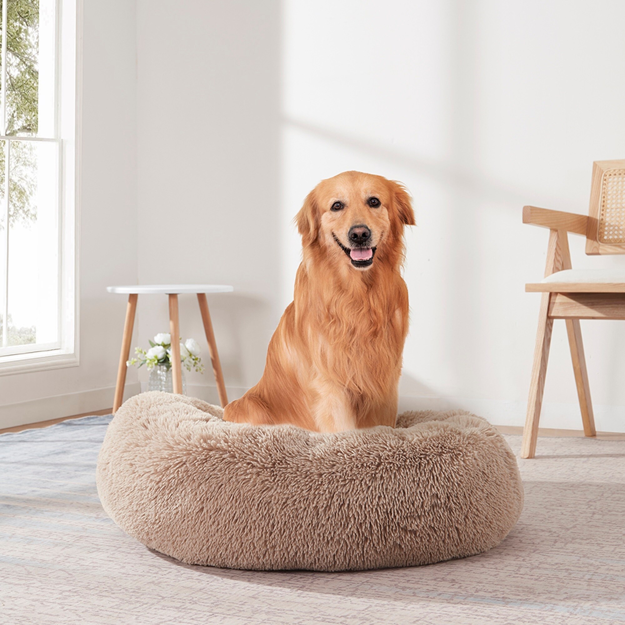 Round Calming Soft Warm Shaggy Plush Faux Fur Donut Pet Dog Cat Sleeping Bed Bed Bath Beyond 39678242