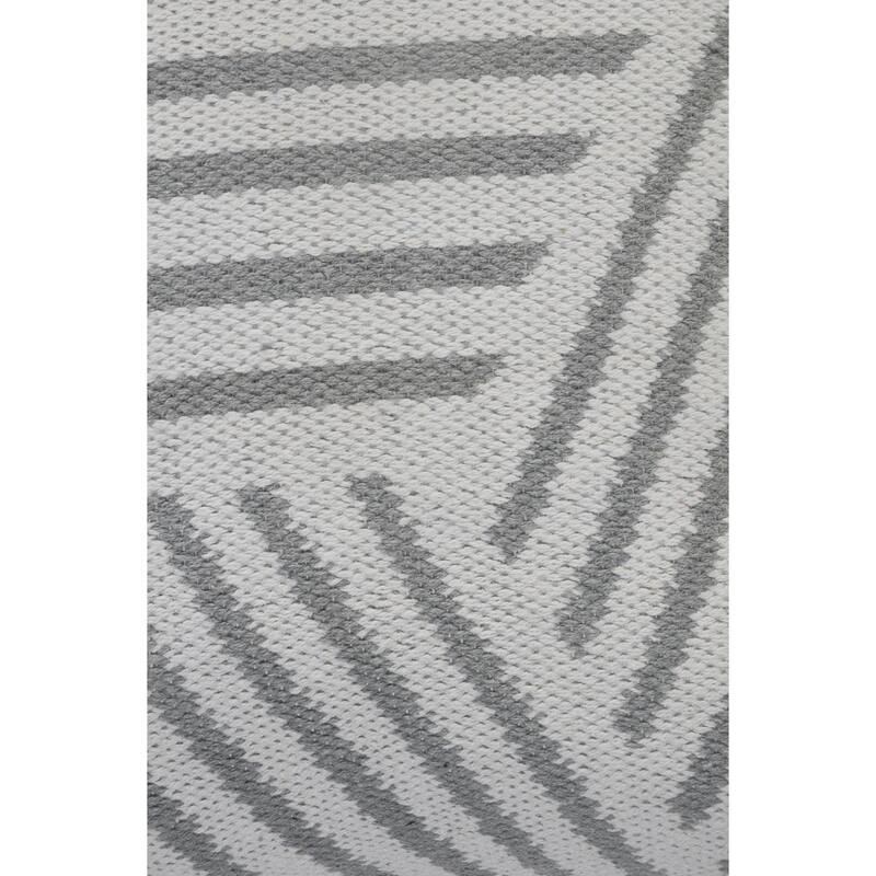 Handwoven Geometric Striped Square Throw Pillow - 20" - White and Gray
