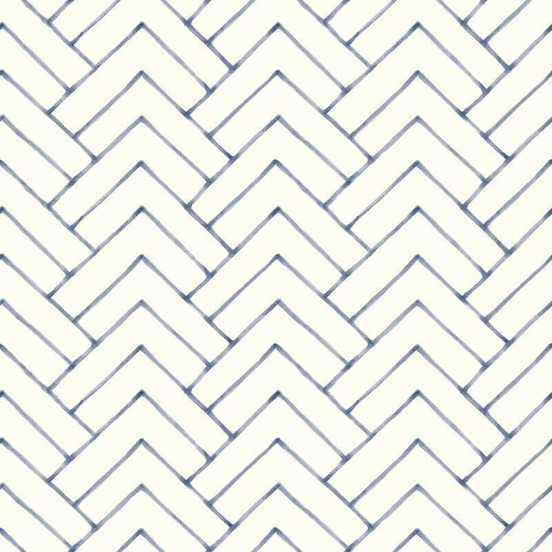 Chesapeake Oswin Navy Tiered Herringbone Wallpaper