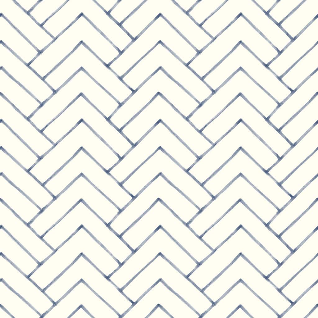 Chesapeake Oswin Navy Tiered Herringbone Wallpaper