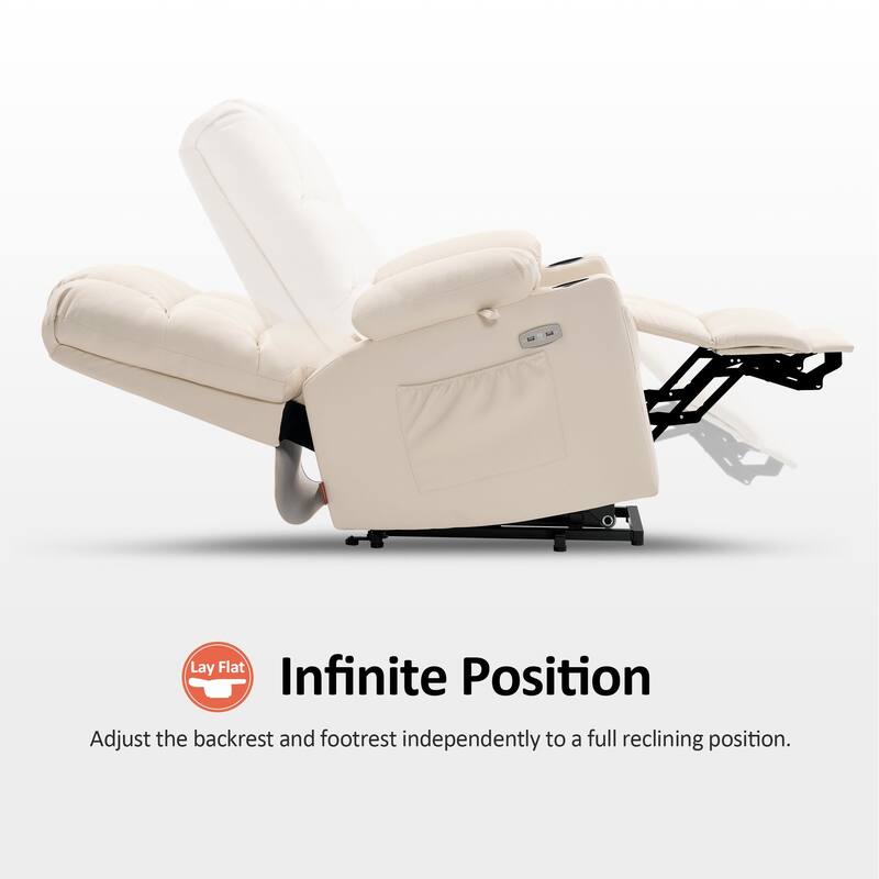 MCombo Medium Dual Motor Power Lift Recliner Chair with Massage and Heat for Elderly People, Faux Leather 7679