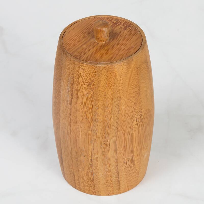 Creative Home Natural Bamboo Ball Cotton Swabs Holder - Brown