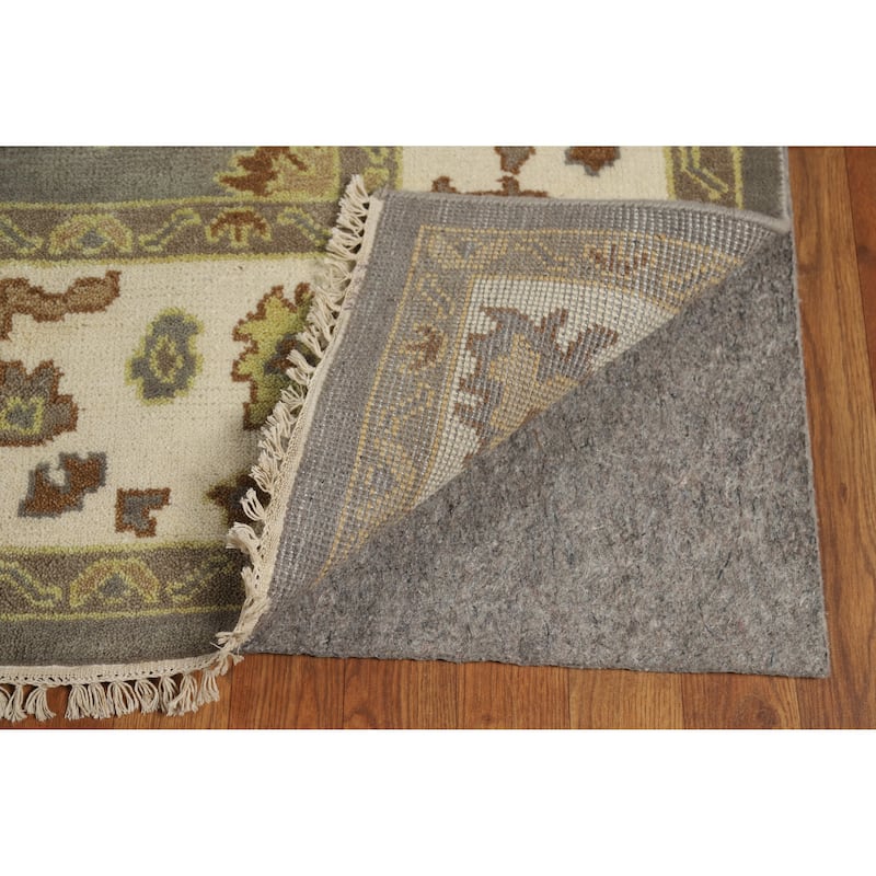 Gray Oushak Indian Area Rug Hand-Knotted Transitional Wool Carpet - 8'1" x 10'2"