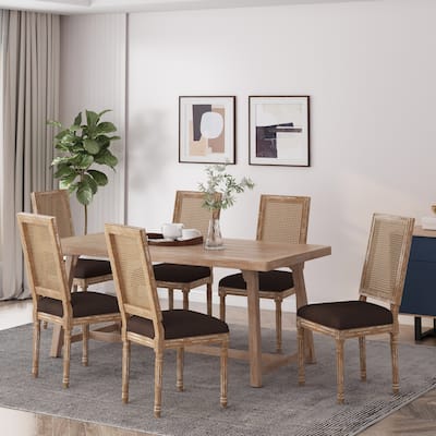 Regina French Country Wood and Cane Upholstered Dining Chair (Set of 6) by Christopher Knight Home