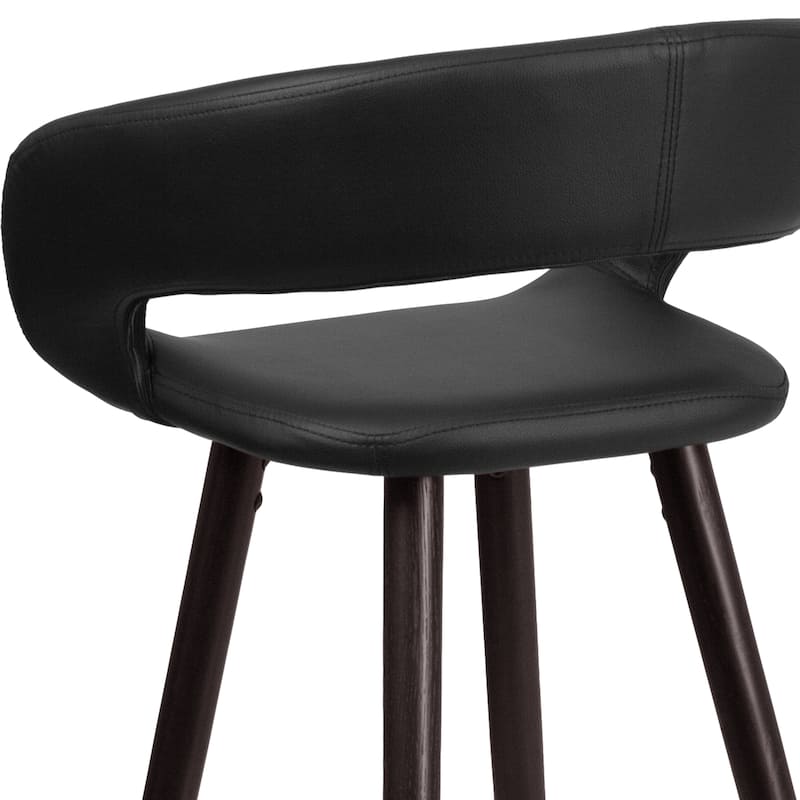 Contemporary Rounded Back Counter Height Stool with Wood Frame - 22"W x 19"D x 33.25"H