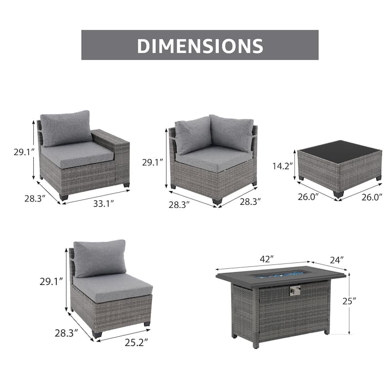 13-Piece 10 Person Patio Free Combination Wicker Conversation Set With Waterproof Cushions and Firepit Table