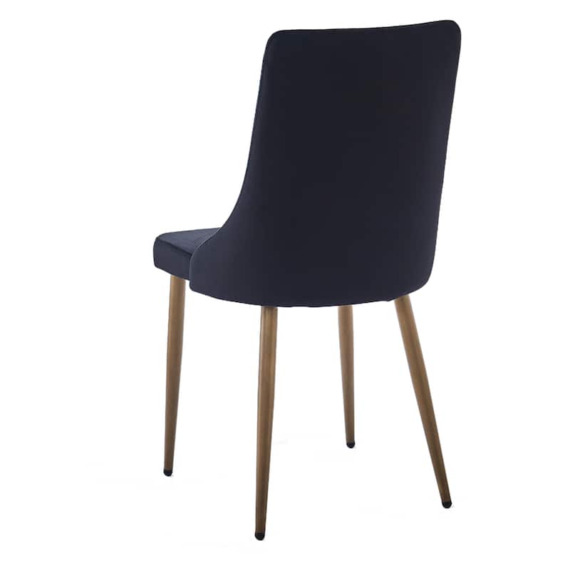 Mid-Century Velvet and Metal Dining Chair, Set of 4 - Black and Aged Gold