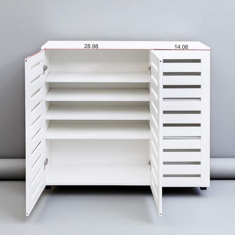 Louvered Shoe Cabinet, 5-Tier Wooden Shoe Storage with Adjustable Shelves, Entryway Hallway Shoe Rack Organizer, 44.9" Wide