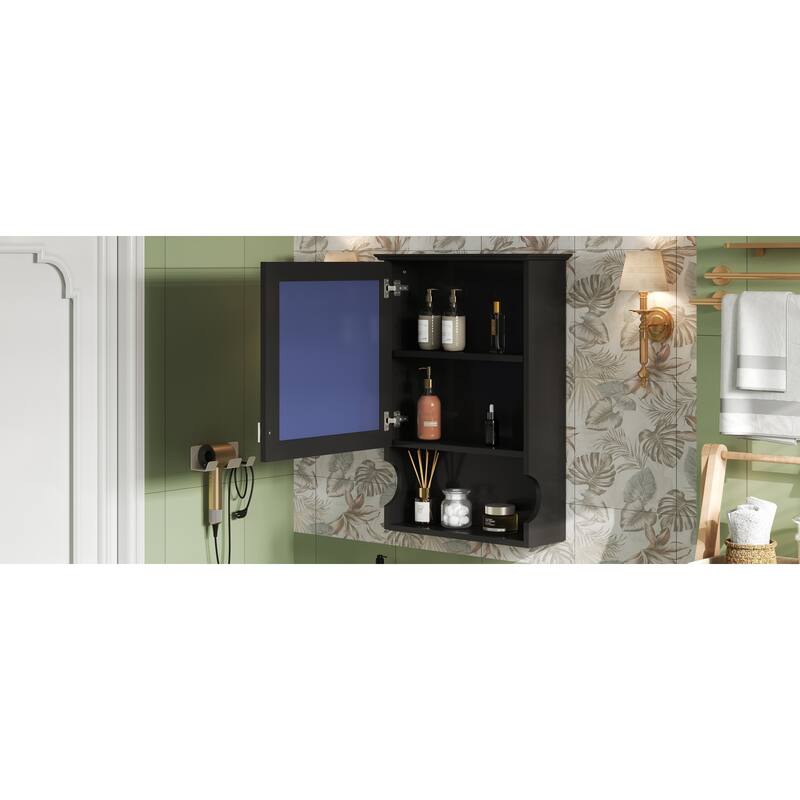Medicine Cabinet with Mirror Door, Wall Mounted Home Storage Cabinet, Bathroom Wall Cabinet with Adjustable Shelves