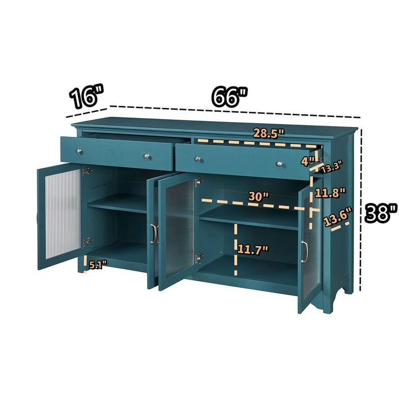 Modern Teal Blue TV Stand and Buffet Sideboard