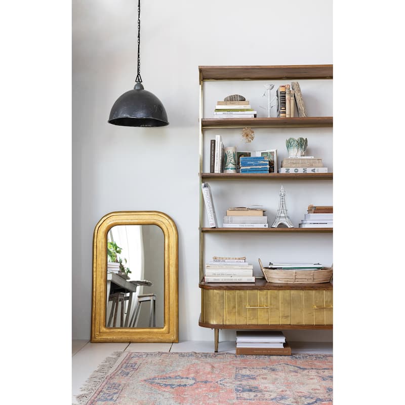 Antique Mango Wood Wall Mirror - 23.8"L x 1.5"W x 35.5"H