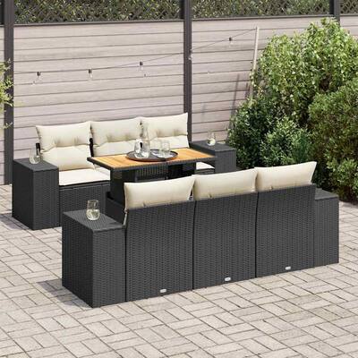 vidaXL Garden Sofa Set Black PE rattan Large Modular Garden Sofa Set - 21.7 x 39.4 x 28.7