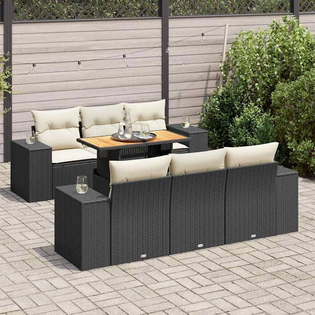 vidaXL Garden Sofa Set Black PE rattan Large Modular Garden Sofa Set - 21.7 x 39.4 x 28.7