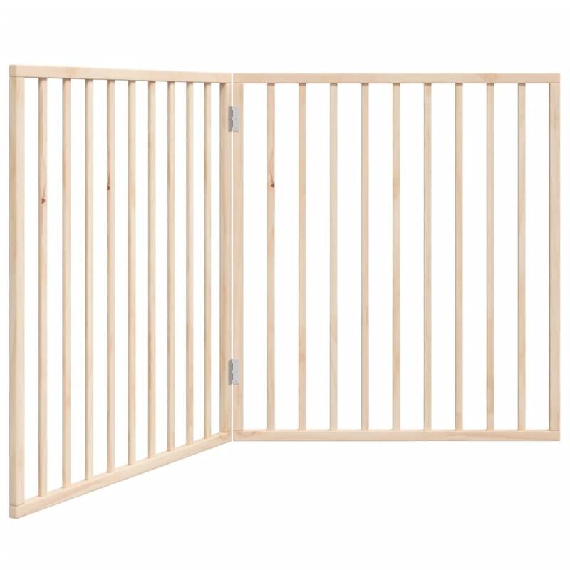 vidaXL Dog Gate Set of 2 Brown Solid Poplar wood 63 in long Foldable