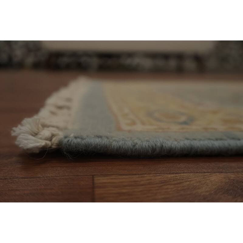 Hand Knotted Oriental 100% Wool Carpet Traditional Floral Navy Blue & Blues Ziegler Area Rug - 3' 2'' X 1' 11''