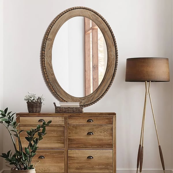 slide 2 of 14, Cameo Wood Framed 32-Inch Oval Wall Mirror, Bathroom Wall Mirror - 31.89" H x 24" W x 1.26" D