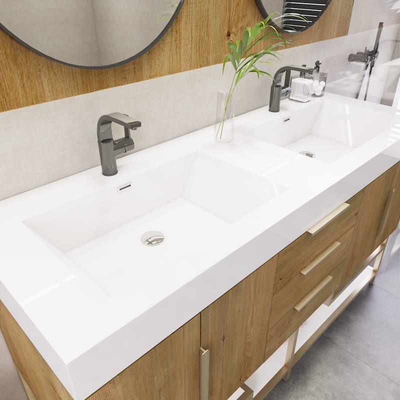 Noble 60" Free Standing Vanity with Reinforced Acrylic Double Sink - 60" Width