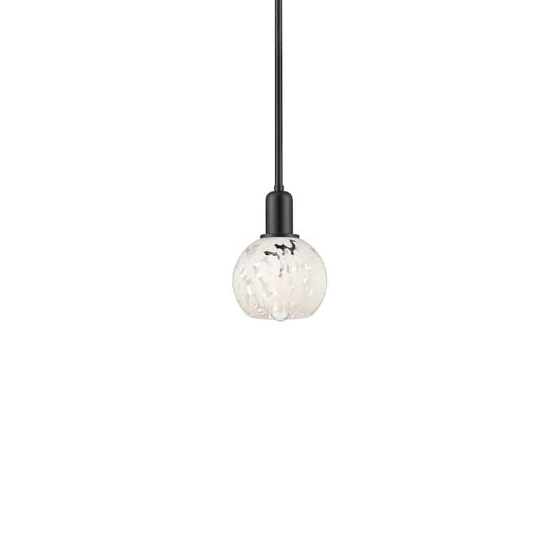 Innovations Lighting 716-1S-9-6 White Mouchette Pendant White - Matte Black / White Mouchette