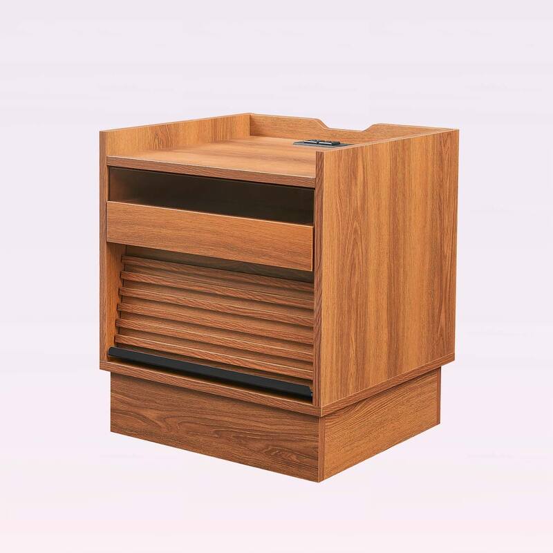 Modern Nightstand with Charging Station and LED Lights