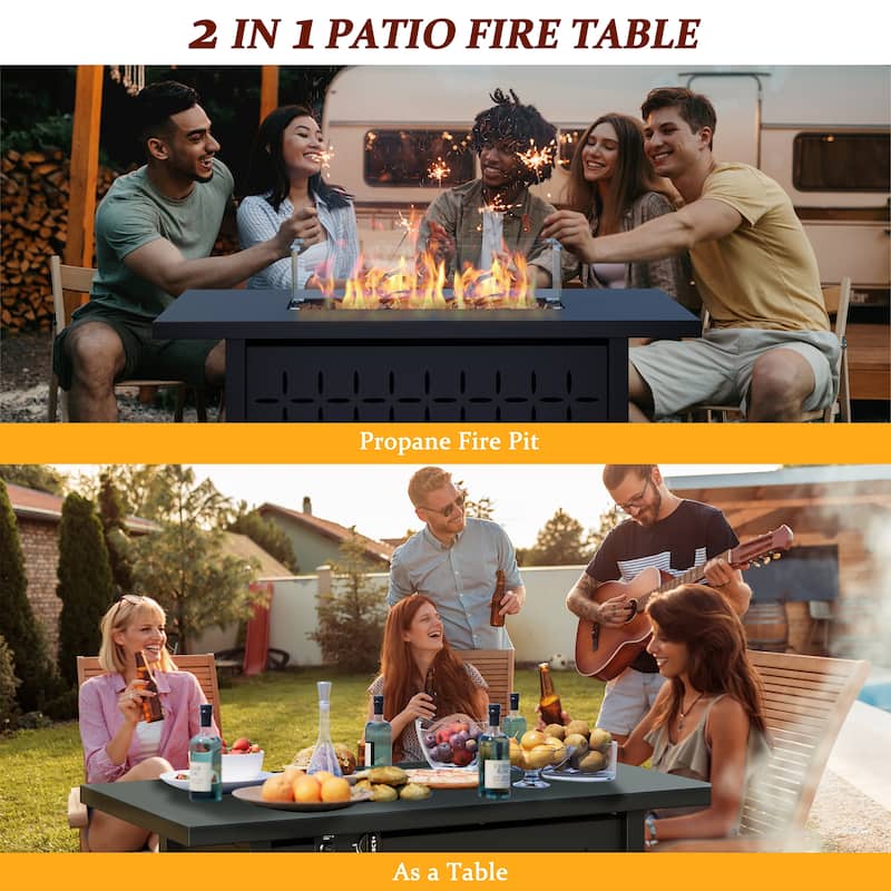 Futzca Gas Fire Pit Table, 50,000 BTU Outdoor Propane Firepit Table