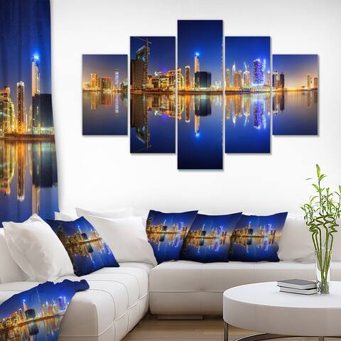 Designart 'Dubai UAE Colorful City Skyline' Cityscapes Photography on Wrapped Canvas set