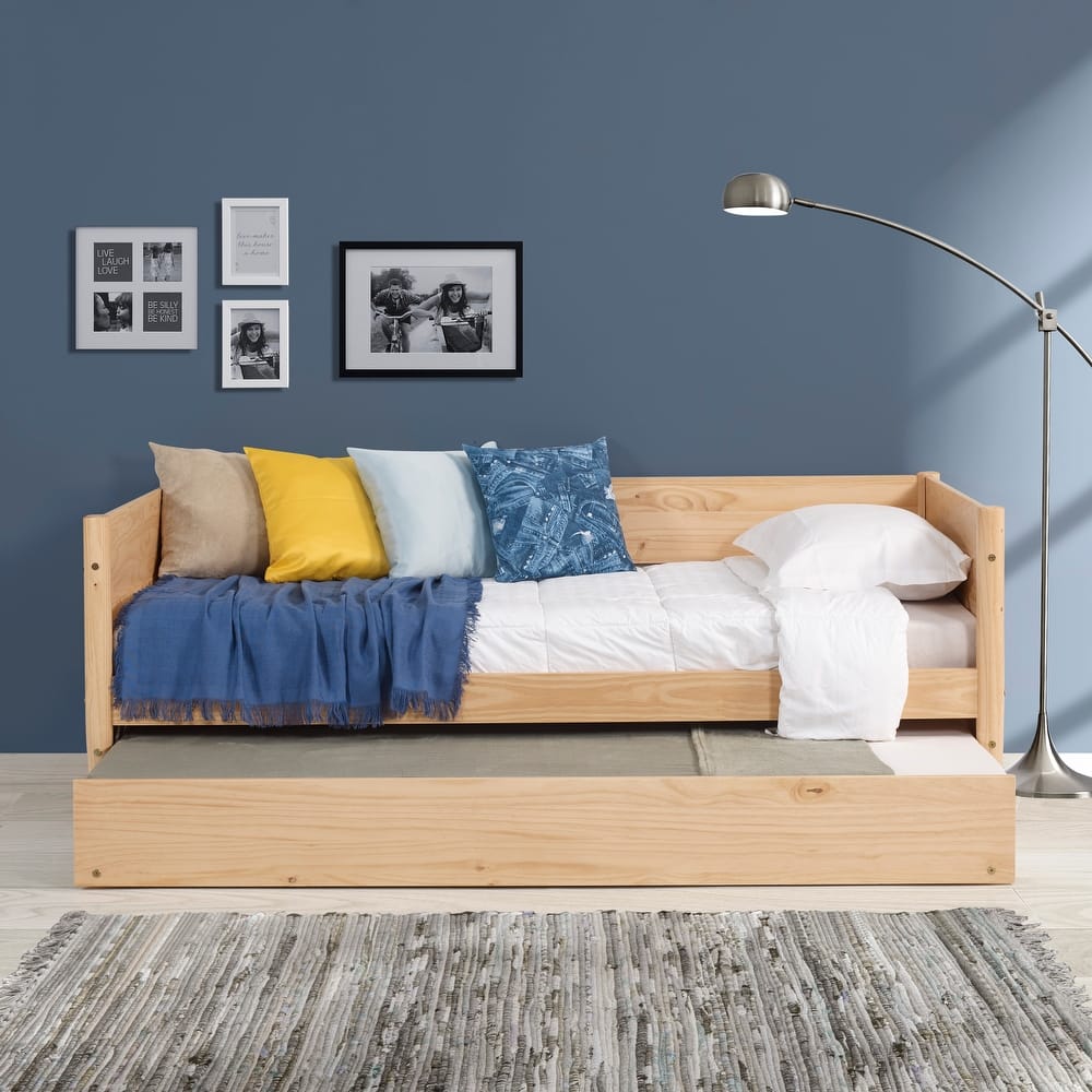 Mid-Century Modern Twin Size Day Bed with Twin Trundle