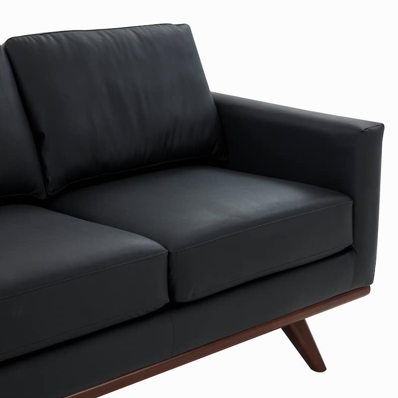 Chester Modern 3 Seater Sofa Couch in Leather or Mesh Upholstery With Birch Wood Base for Living Room Bedroom and Office - 83"