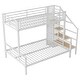 preview thumbnail 11 of 17, Metal Twin over Full Bunk Bed with Storage Staircase and Open Wardrobe