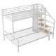 preview thumbnail 10 of 9, Twin over Full Size Metal Bunk Bed with Storage Staircase and Open Wardrobe