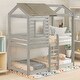 preview thumbnail 17 of 29, Bunk bed wooden loft bed with roof, window, railing, ladder