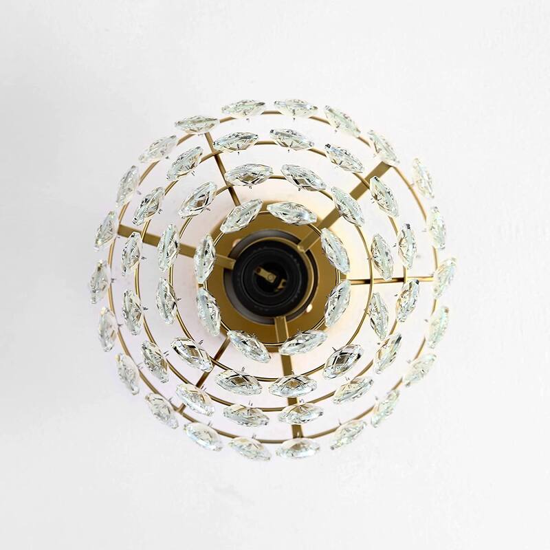 WINGBO Small Crystal Ceiling Light Fixture Mini Semi Flush Mount...